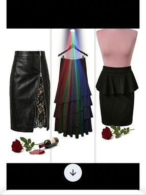 RARE Vegan Leather Skirt w/ Lace Zipper Reveal - M-L